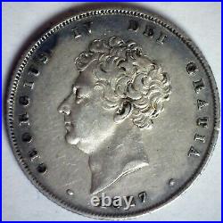 1827 Great Britain Silver Shilling Coin Extra Fine Circulated George IV Ruler