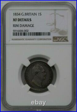 1834 GREAT BRITAIN 1 SHILLING WILLIAM IIII IV NGC XF Detail Graded