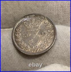 1834 GREAT BRITAIN THREEPENCE NICE DETAILS OLD CLEANING Combined shipping! B787