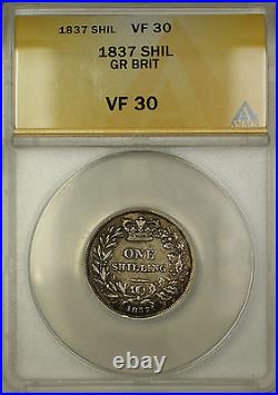 1837 Great Britain Silver Shilling Coin ANACS VF-30