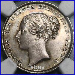 1839 NGC MS 64+ Victoria Silver Shilling Great Britain Coin (20091201C)
