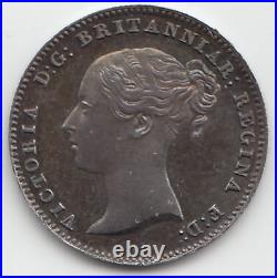 1839 Proof Silver Threepence 3d Queen Victoria Great Britain Very Rare