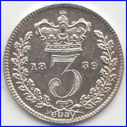 1839 Silver Threepence 3d Queen Victoria Great Britain