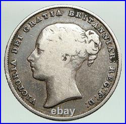 1839 UK Great Britain United Kingdom QUEEN VICTORIA Shilling Silver Coin i92150