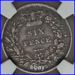 1845 6 Pence Sixpence Great Britain Tanner NGC VF35 SILVER UK