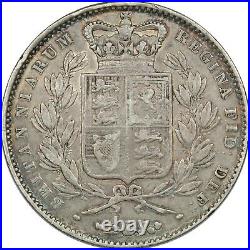 1845 Great Britain UK Silver Crown, Queen Victoria, Very Fine VF, KM# 741