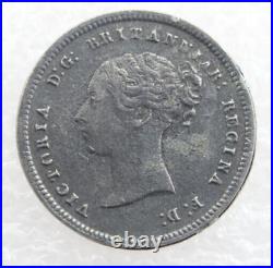 1845 Queen Victoria Silver Groat Four Pence Coin Great Britain Rare Mint Error