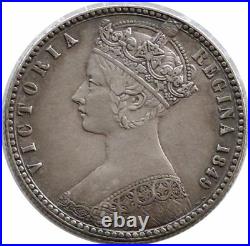 1849 Great Britain Victoria Godless Gothic One Florin Two Shillings Silver Coin