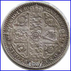 1849 Great Britain Victoria Godless Gothic One Florin Two Shillings Silver Coin