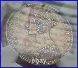 1849 UK Great Britain Victoria Godless Florin Silver Coin NGC MS62 Nicely Toned
