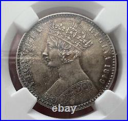 1849 UK Great Britain Victoria Godless Florin Silver Coin NGC MS62 Nicely Toned