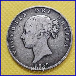 1850 Halfcrown Victoria British Silver Coin