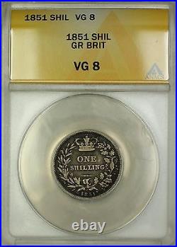 1851 Great Britain 1S Shilling Silver Coin ANACS VG-8