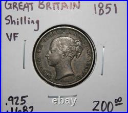 1851 Great Britain 1 Silver Shilling VF Nice Silver Coin