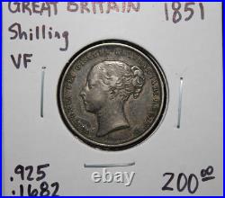 1851 Great Britain 1 Silver Shilling VF Nice Silver Coin