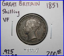 1851 Great Britain 1 Silver Shilling VF Nice Silver Coin