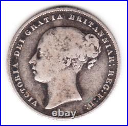 1851 Great Britain Queen Victoria Silver Shilling. Rare Key Date