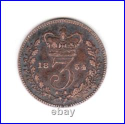 1854 Great Britain Queen Victoria Sterling Silver Threepence