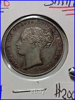 1856 Great Britain United Kingdom QUEEN VICTORIA Shilling Silver Au CHOICE F/30