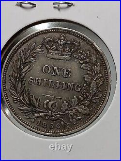 1856 Great Britain United Kingdom QUEEN VICTORIA Shilling Silver Au CHOICE F/30