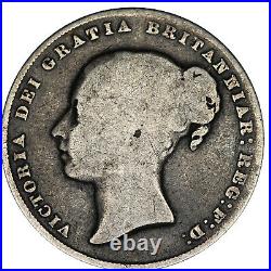 1858 8 over 9 Victoria silver shilling coin of Great Britain