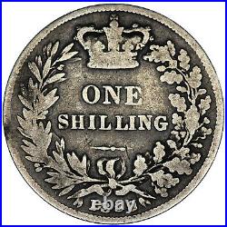 1858 8 over 9 Victoria silver shilling coin of Great Britain