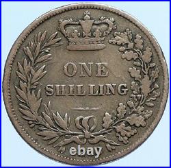 1860 UK Great Britain United Kingdom QUEEN VICTORIA Shilling Silver Coin i98129