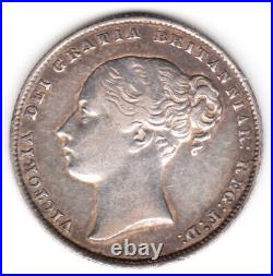 1861 Great Britain Queen Victoria Sterling Silver Shilling