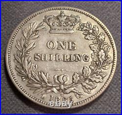 1865 Great Britain Queen Victoria Sterling Silver Shilling