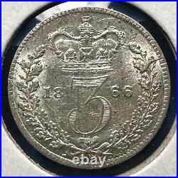 1866 Great Britain SILVER 3 Pence KM# 730, ASW 0.042oz (77507)