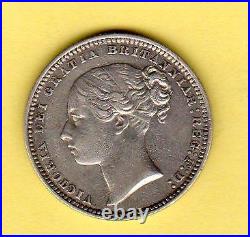 1871 Queen Victoria Young Head British Silver Shilling Great Britain