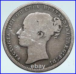 1872 UK Great Britain United Kingdom QUEEN VICTORIA Shilling Silver Coin i89664
