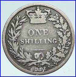 1872 UK Great Britain United Kingdom QUEEN VICTORIA Shilling Silver Coin i89664