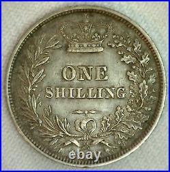 1873 Great Britain Silver Shilling Coin Extra Fine Circulated Victoria Ruler