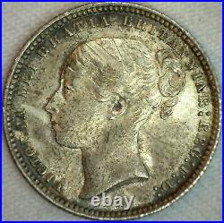 1874 Great Britain Silver Shilling Coin UK Coin AU Almost Uncirculated