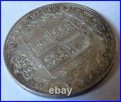 1874 Queen Victoria Young Head Silver Halfcrown Coin Great Britain