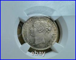1877 Great Britain Queen Victoria Young Head Silver Sixpence Coin NGC MS63