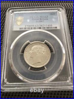 1880 Great Britain UK Queen Victoria Young Head Silver Shilling PCGS MS63