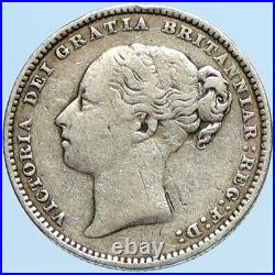 1883 UK Great Britain United Kingdom QUEEN VICTORIA Shilling Silver Coin i98161