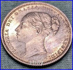 1884 Great Britain Young Queen Victoria Shilling Proof-like UNC! S-3907