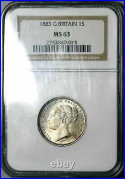 1885 NGC MS 63 Victoria Shilling Great Britain Silver Sterling Coin (17041303D)