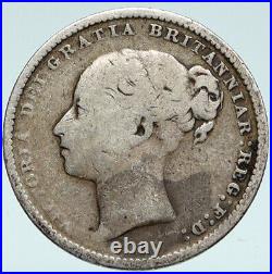 1885 UK Great Britain United Kingdom QUEEN VICTORIA Shilling Silver Coin i89382