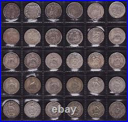 1885 to 1966 Great Britain UK Shilling Coins 60 Coin Collection