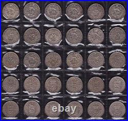 1885 to 1966 Great Britain UK Shilling Coins 60 Coin Collection