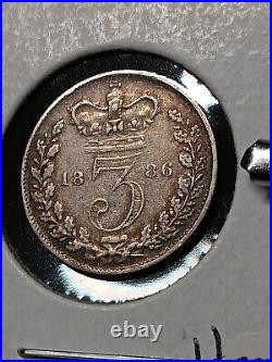 1886 GREAT BRITAIN 3 PENCE SILVER Stunning Eye Appeal Au -A/147