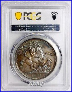 1887 Great Britain 1 Crown Large Silver Coin PCGS MS63 Beautiful Toning