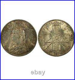 1887 Great Britain 4 S Shillings ROMAN I In Date Silver Coin MS 63 RARE