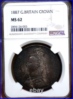 1887 Great Britain Silver Crown NGC Graded MS 62 Uncirculated