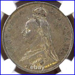 1887 Great Britain VICTORIA. 925 Silver Double Florin NGC AU53 (Arabic I)