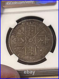 1887 Great Britain VICTORIA. 925 Silver Double Florin NGC AU53 (Arabic I) (8466)